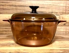 VTG. VISIONS CORNING WARE AMBER 4.5 L DUTCH OVEN 5 QT. STOCK POT & PYREX LID