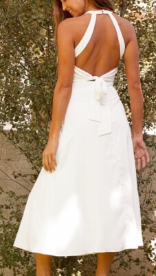 white cowl midi dress Oyster Satin Cowl Neck Midi Dress – AX Paris US