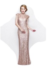 Primavera Couture Long Sequin High Neck Backless Evening Formal Dress