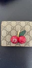 Portefeuille bi pliant compact GUCCI Cherry GG monogramme suprême toile 476050