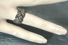 925 Sterling Silver Braided Rope Design Wide Band Ring Size 7