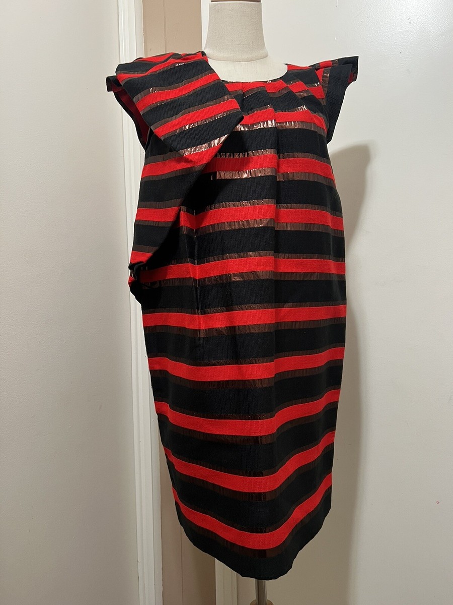 black and red striped dress Marc by Marc Jacobs Metallic XS Exposed Side Zip Measurements Taken From Size