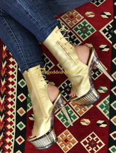gold platform gogo boots