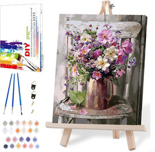 Paint by Numbers for Adults Framed,Flowers DIY Oil Painting by Numbers on Canvas