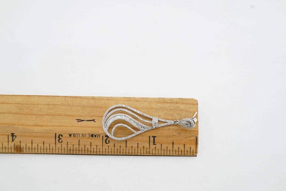 2.50TCW Diamond Dangle Earrings G-H I2 14k White Gold - Imagem 2 de 4