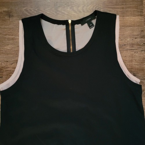 Camicetta donna J Crew top senza maniche nero nudo strati strati volant Lagenlook XS - Foto 3 di 7