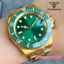 Yellow Gold Tandorio Sunburst Green 40mm Automatic Men Watch NH35 PT5000Movement