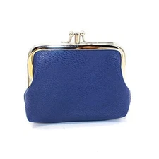 Double Layer Leather Coin Purse Kiss-Lock Mini Wallet Card Holder for Women