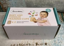 Upwardbaby Baby and Toddler Silicone Training Cups, 2 Beige Cups