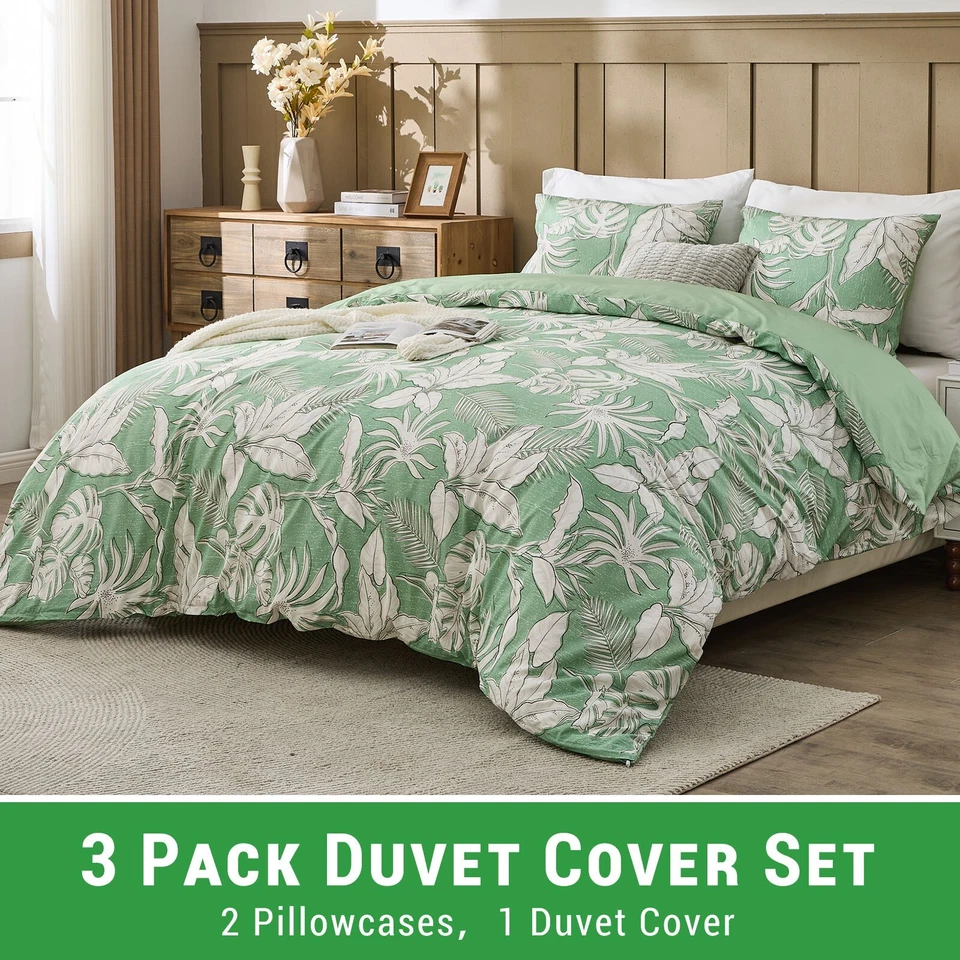 Gogreen 100% Cotton 3 Pieces Luxury Duvet Cover Soft & Breathable Bedding Set - Image 3 of 4