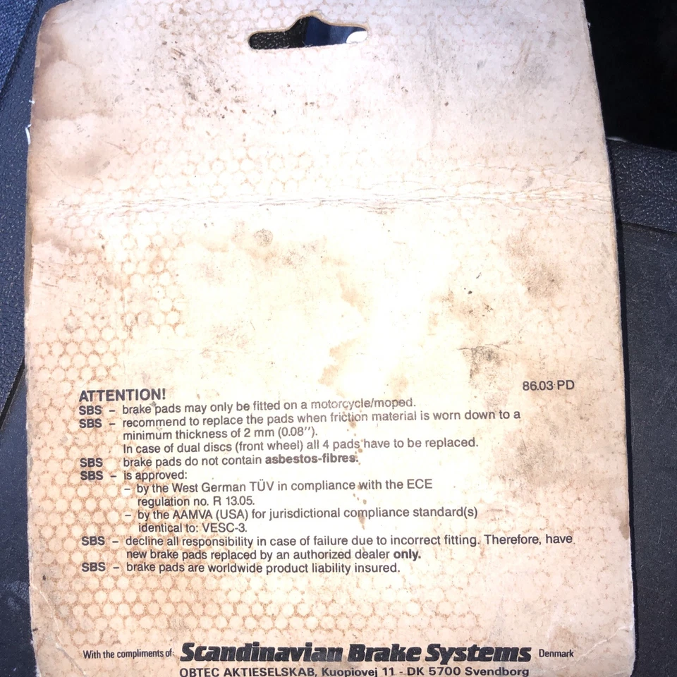PASTILLAS FRENO SBS KAWASAKI KX125 94 KX250 94 KLX 250 93-94 KLX650 TRASERAS 586LF FA67 Foto 2 de 3
