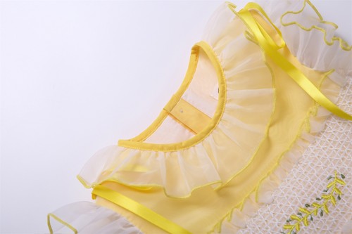 Spanish Girls Yellow Lemon Smocked Dresses 2 3 4 5 6 8 10 12 Years Tulle Dress - Picture 6 of 11