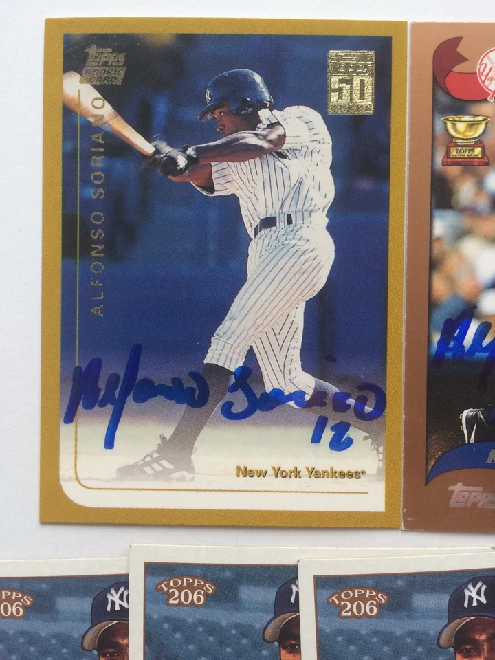Alfonso Soriano Signed Card Rookie RC Topps Bowman Upper Deck - Image 2 of 4