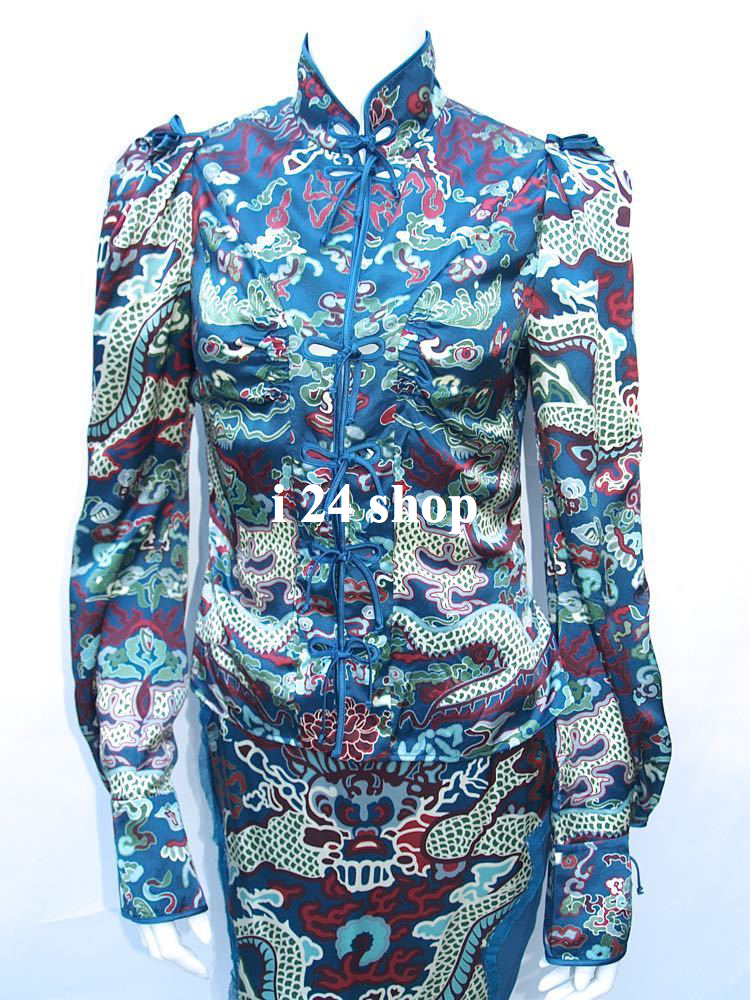 Abito nuovo con etichette Yves SaiNT LAURENT TOM FORD 2004 DRAGO ""Opera di Pechino"" fr40