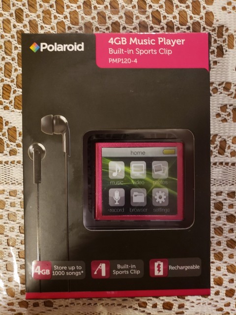 New Polaroid PMP120-4PK Built-In Sports Clip Touch Screen Mp3 Player
