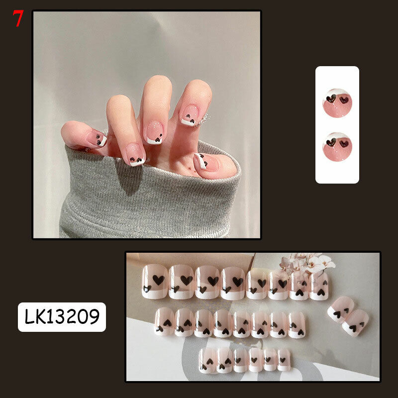 24PCS Full Cover Fake Nails Press On False Nail Tip Art French ...