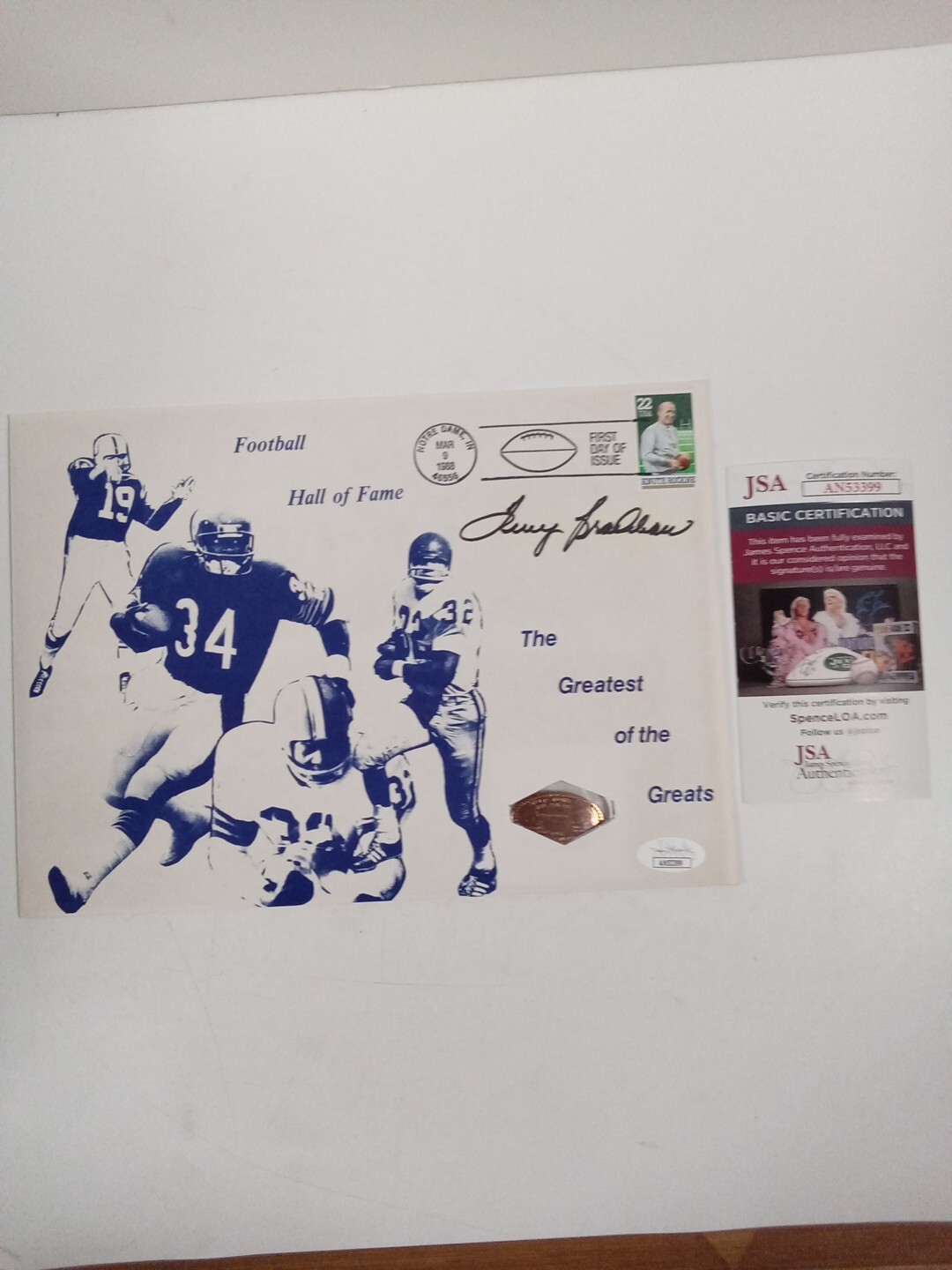 Terry Bradshaw Autographed Signed Football HOF First Day Issue Envelope JSA -** # 