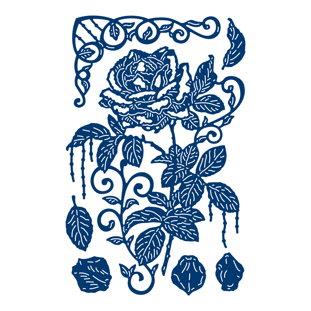 Tattered Lace SHABBY ROSE Craft Cutting Die Set Incl Leaf Petals & Corner 436559