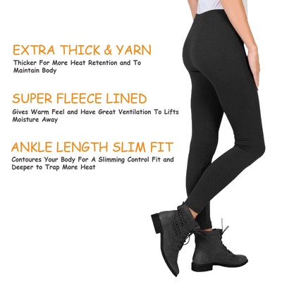 Damen Thermo Fleece Leggings 4,9 TOG Bauchkontrolle gefütterte Winterhose