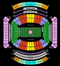 (1) University of Alabama vs Tennessee Football Ticket - Near Aisle with Chair
