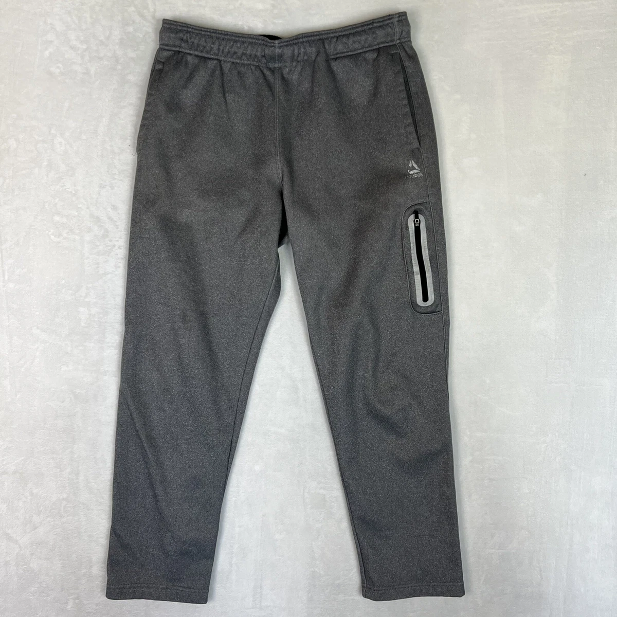 Reebok Sweatpants Mens Large Tapered Leg Gray Joggers Athletic Zip