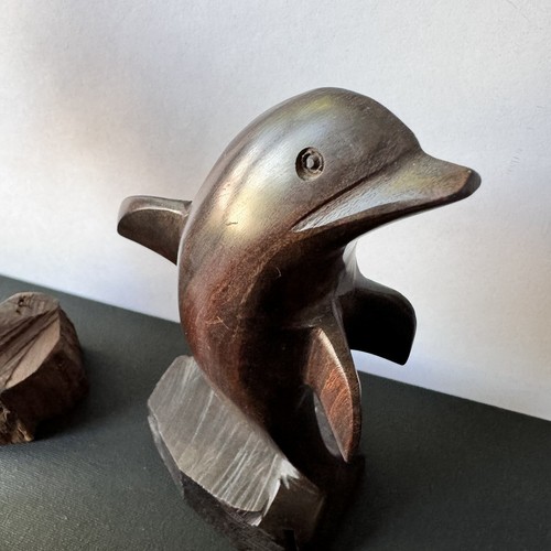 3 Ironwood Dolphin Wood Sculpture Carving Carved Figurine Statue Orca Beluga - Picture 12 of 16