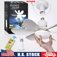 2-in-1 E27 Socket Fan Light with Remote Screw...