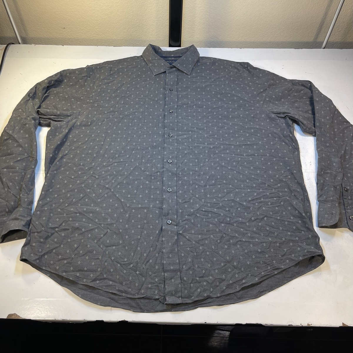 RALPH LAUREN POLO Classic Fit BUTTON UP SHIRT Mens XXL Gray