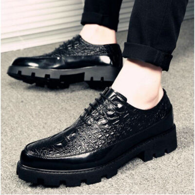 Fashion Men Oxford Dress Shoes Thick Sole Lace Up Flats Male