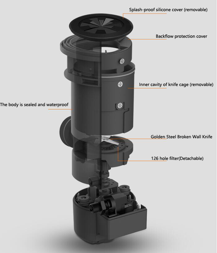 Home Kitchen Food Waste Processor Disposer Garbage Disposal Crusher 100W 220V