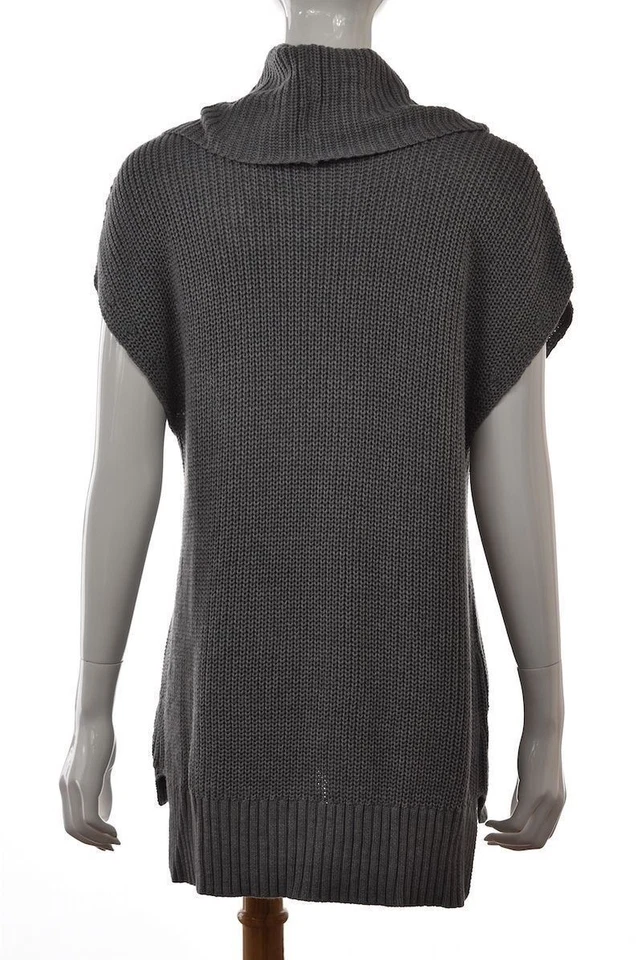 Suéter Project Talla M Gris Tejido Sin Mangas Algodón Capucha Cuello Top Camisa Foto 2 de 4