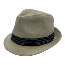Vintage STETSON Fedora Mens L XL Linen Cotton Lightweight Hat Cap Classic BEIGE
