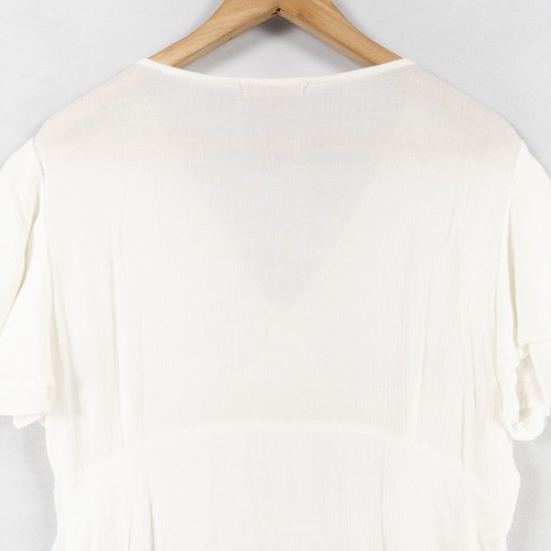 Blusa túnica Chelsea & Violeta XL blanca rayón manga corta detalles con botones - Imagen 4 de 8