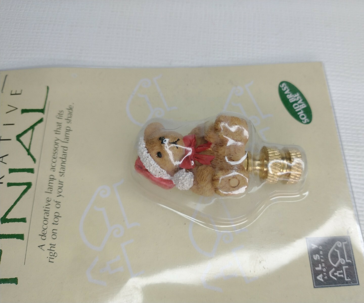 Alsy Lighting Lamp Finial Solid Brass Base Teddy Bear Santa