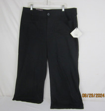 Ava  Viv Womens High Rise Cropped Wide Leg Pants Black 17