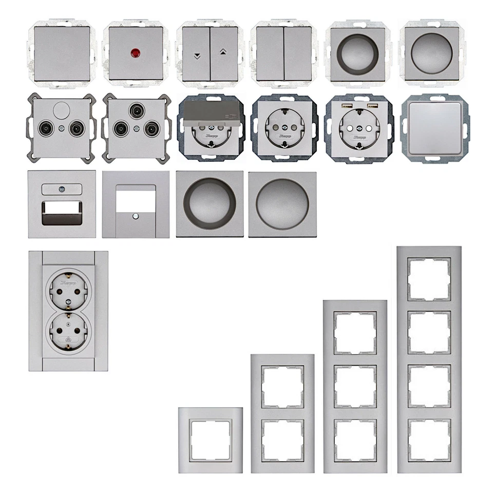 Kopp ATHENIS stahl HK07 Antenne Dimmer Rahmen Schalter Steckdose Taster TAE UP