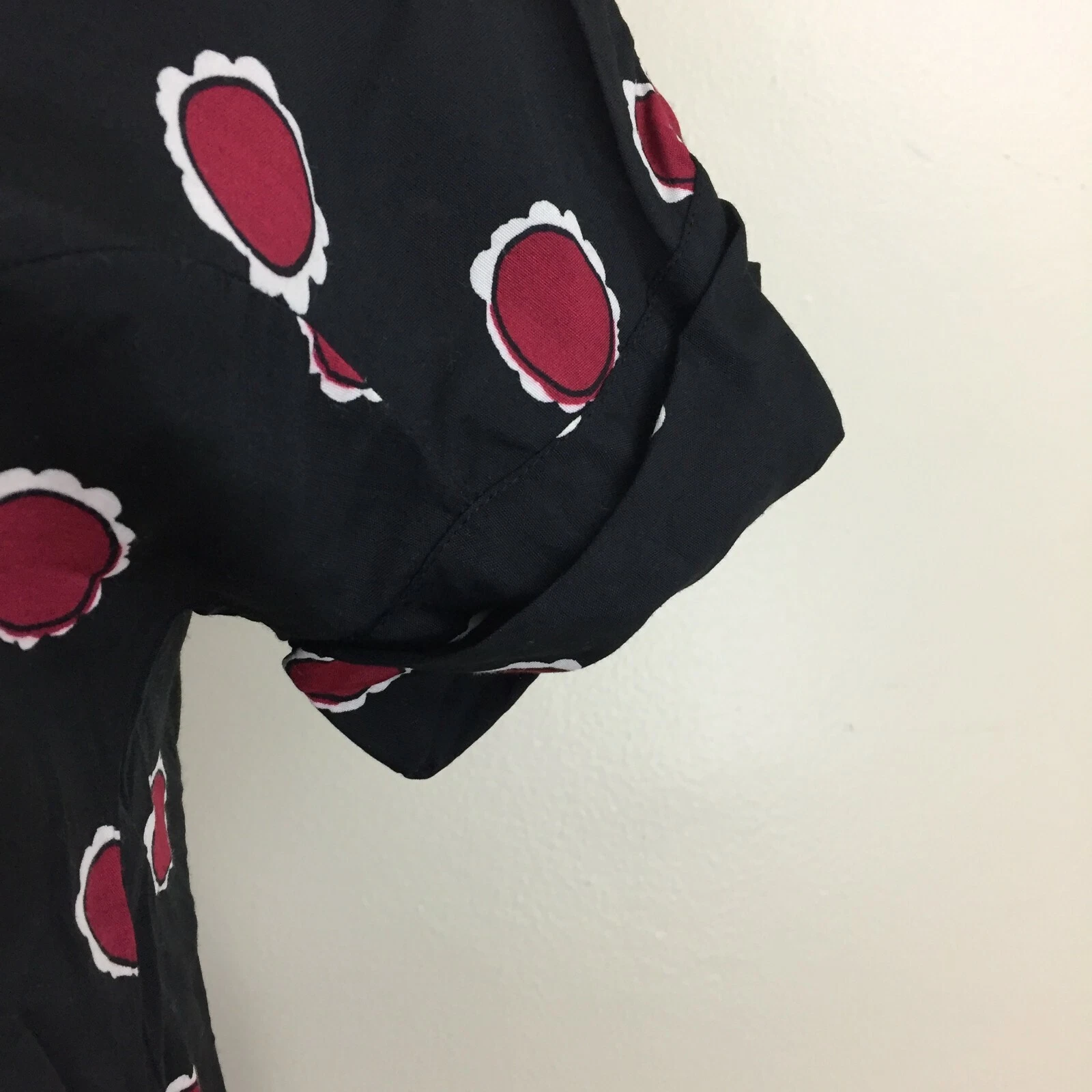 Camicia donna LOVE MOSCHINO Italy nera rossa bianca collo cappuccio manica corta tg 4