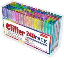 240 Pack Glitter Gel Pens Shuttle Art 120 Colors Glitter Gel Pen Set with 120 R
