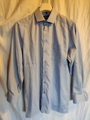 DIGEL Hemd modern fit Blau Strukturiert Kentkragen Gr. 44, 100% Baumwolle