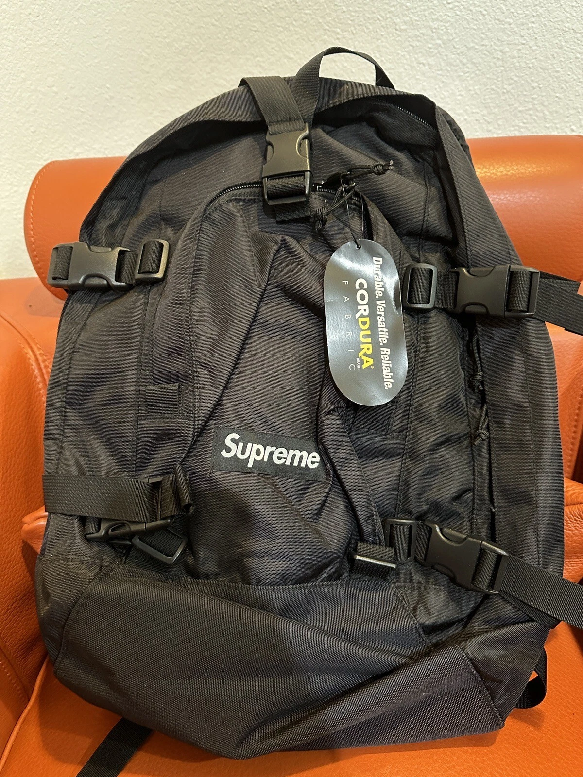 Supreme 19Fw/Cordura/sac à dos/nylon/noir/plain flambant neuf avec étiquettes