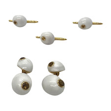 Trianon Shell Citrine Gold Cufflinks and Stud Set