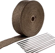 2" 50Ft Titanium Basalt Manifold Header Exhaust Pipe Heat Wrap + 10 Ties Kit