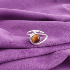 Natural Yellow Tiger Eye 925 Sterling Silver Trendy Boho Band Ring Size All Size