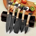 Matte Black Knife Set | 5 Pieces Black Knife Set | Wooden Knife Sets — photo 10