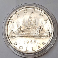 Canada $1 1966 Silver Ø36mm 23.28g Canoe Indian Fur Trader XF 72.04 per troy oz