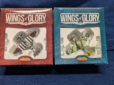 Wings Of Glory WWII Spitfire + P40 Warhawk Ares Games RARE 2 Plane Lot 10