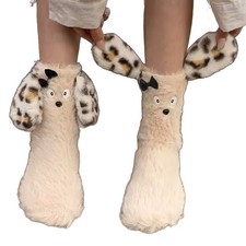 3D Dog Thicken Fleece Lined Socks Women Girls Winter Warm Cozy Slipper Socks