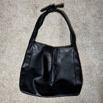 STAUD Island Knotted Womens Supple Black Leather Hobo Satchel Shoulder Bag Tote