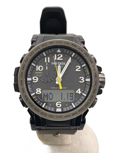 CASIO Solar Wristwatch PRO TREK Analog Rubber BLK BLK . - Picture 1 of 6