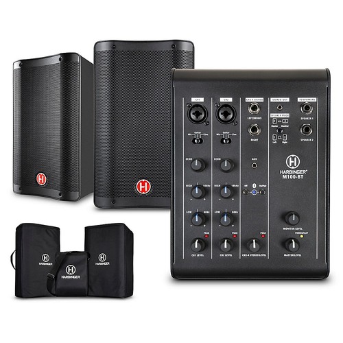 Harbinger M100BT Portable PA with Bluetooth and Custom Carry Bags 8" Mains